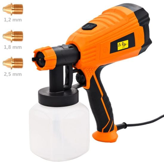 Vidaxl Električna pištola za barvanje s 3 šobami 500 W 800 ml