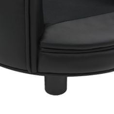 Greatstore Pasji kavč črn 48x48x32 cm iz pliša in umetnega usnja