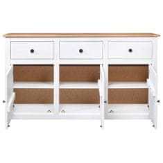 Vidaxl Komoda bela 135x40x80 cm trdna borovina Panama Range