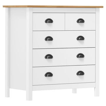 Vidaxl Komoda Hill bela 79x40x80 cm trdna borovina
