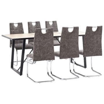 Vidaxl Jedilna garnitura 7-delna rjavo umetno usnje