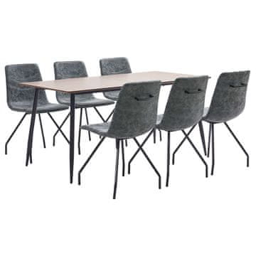 Vidaxl Jedilna garnitura 7-delna črno umetno usnje