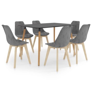 Vidaxl Jedilna garnitura 7-delna siva