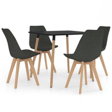 Vidaxl Jedilna garnitura 5-delna temno siva