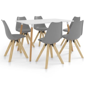 Vidaxl Jedilna garnitura 7-delna siva