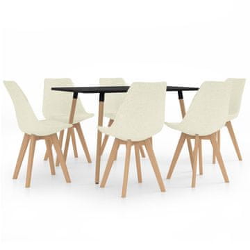 Vidaxl Jedilna garnitura 7-delna krem