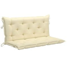 Vidaxl Gugalna klop s kremno belo blazino 120 cm trdna tikovina