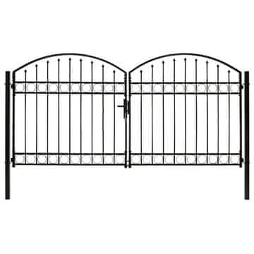 Vidaxl Ograjna vrata ASSEN dvojna vrata z obokanim zgornjim delom jeklo 300x125 cm