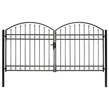 Vidaxl Ograjna vrata ASSEN dvojna vrata z obokanim zgornjim delom jeklo 300x150 cm