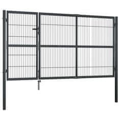 Vidaxl Vrtna vrata s stebrički jeklo 350x140 cm antracitna