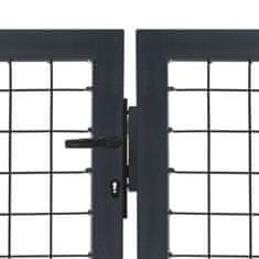 Vidaxl Vrtna vrata s stebrički jeklo 350x140 cm antracitna