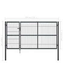 Vidaxl Vrtna vrata s stebrički jeklo 350x140 cm antracitna