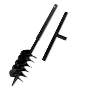 shumee Jeklen spiralni vrtalni sveder za zemljo z ročajem 150 mm črne barve