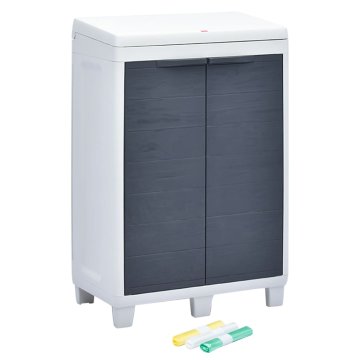 Vidaxl Vrtni koš za smeti s 3 vrečami temno siv 65x38x102 cm