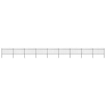 Vidaxl Vrtna ograja s suličastim vrhom jeklo 1506x100 cm črna
