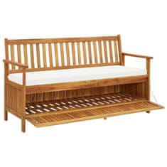 Vidaxl Klop za shranjevanje z blazino 148 cm trden akacijev les