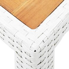 Vidaxl Vrtna miza bela 190x90x75 cm poli ratan in trden akacijev les
