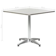 Vidaxl Vrtna miza srebrna 80x80x70 cm aluminij