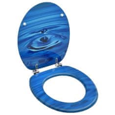 Greatstore Deska za WC školjko MDF modra dizajn vodne kapljice