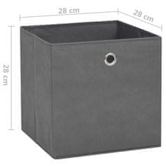 Vidaxl Škatle 4 kosi netkano blago 28x28x28 cm sive