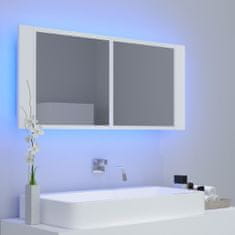 Greatstore LED kopalniška omarica z ogledalom bela 100x12x45 cm