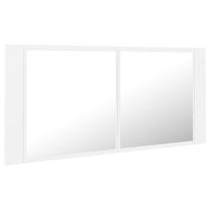 Greatstore LED kopalniška omarica z ogledalom bela 100x12x45 cm