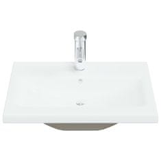 Vidaxl Vgradni umivalnik s pipo 61x39x18 cm keramičen bel
