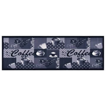 Vidaxl Kuhinjska preproga pralna Coffee modra 60x180 cm