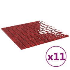 Vidaxl Mozaik ploščice 11 kosov rdeče 30x30 cm steklo