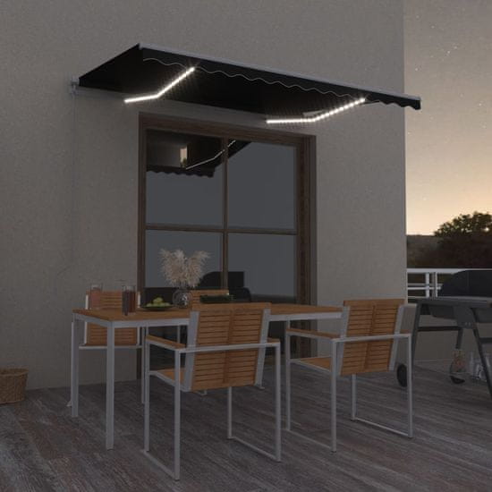 shumee Ročno zložljiva tenda LED 350x250 cm antracitna