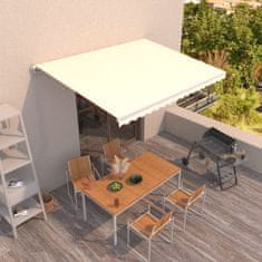 Vidaxl Ročna tenda 4,5 x 3,5 m Krem 100% poliester