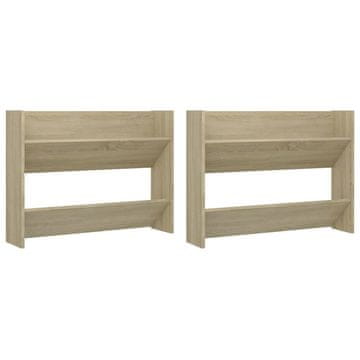 Vidaxl Stenska omara za čevlje 2 kosa sonoma hrast 80x18x60 cm
