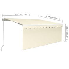 Vidaxl Ročno zložljiva tenda s senčilom 3x2,5 m krem