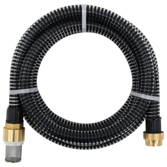 Greatstore Sesalna cev z medeninastimi nastavki 4 m 25 mm črne barve