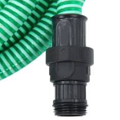 Vidaxl Sesalna cev s PVC nastavki 10 m 22 mm zelene barve