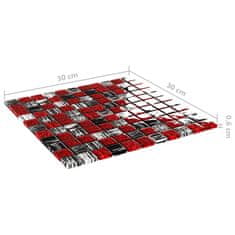 Vidaxl Mozaik ploščice 22 kosov črne in rdeče 30x30 cm steklo