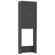 Vidaxl Omara za pralni stroj visok sijaj siva 64x25,5x190 cm