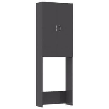 Vidaxl Omara za pralni stroj visok sijaj siva 64x25,5x190 cm