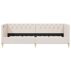 Vidaxl Dnevna postelja USB z vzmetnico krem blago 90x200 cm