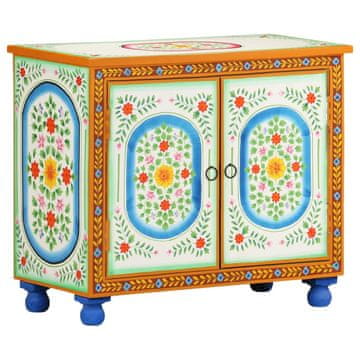 Vidaxl Ročno barvana komoda 70x35x60 cm trden mangov les