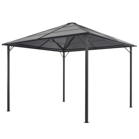 Vidaxl Paviljon s streho aluminij 3x3 m črn