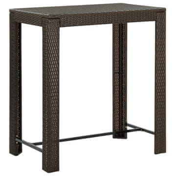 Vidaxl Vrtna barska miza rjava 100x60,5x110,5 cm poli ratan