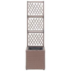 Vidaxl Visoka greda z oporno mrežo in 1 loncem 30x30x107 cm rjava