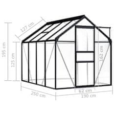 Vidaxl Rastlinjak antraciten iz aluminija 4,75 m2