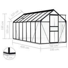 Vidaxl Rastlinjak z okvirjem antraciten aluminij 8,17 m2