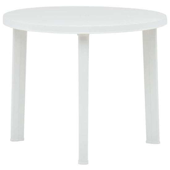 Vidaxl Vrtna miza bela 89 cm plastika