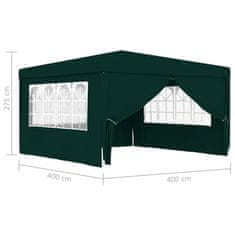 Greatstore Profesionalen vrtni šotor s stranicami 4x4 m zelen 90 g/m2