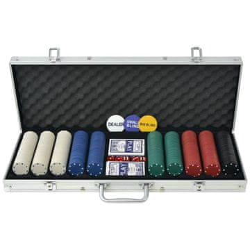 Vidaxl Poker Set s 500 Žetoni Aluminij
