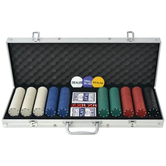 Vidaxl Poker Set s 500 Žetoni Aluminij