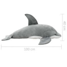 Vidaxl Plišasta igrača delfin siv